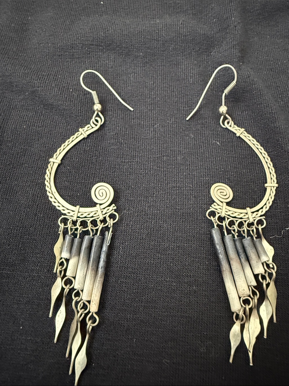 Bohemian Dangle Earrings in Antiqued Gold